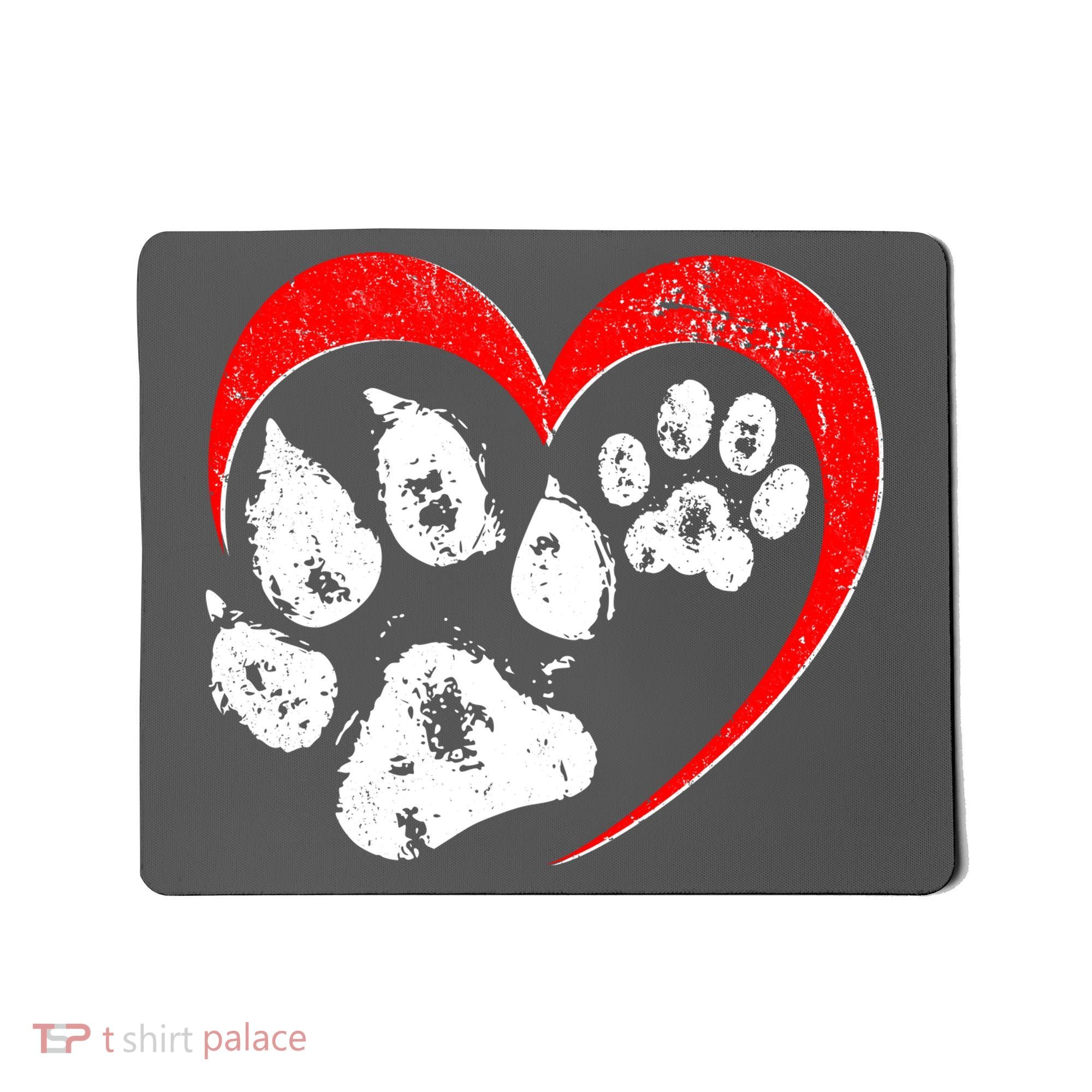 Cute Valentines Day Pet Lover Dog And Cat Paw Prints Mousepad