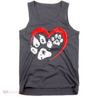 Cute Valentines Day Pet Lover Dog And Cat Paw Prints Tank Top thumb 0