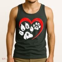 Cute Valentines Day Pet Lover Dog And Cat Paw Prints Tank Top thumb 3