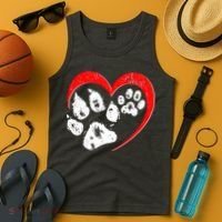 Cute Valentines Day Pet Lover Dog And Cat Paw Prints Tank Top thumb 4