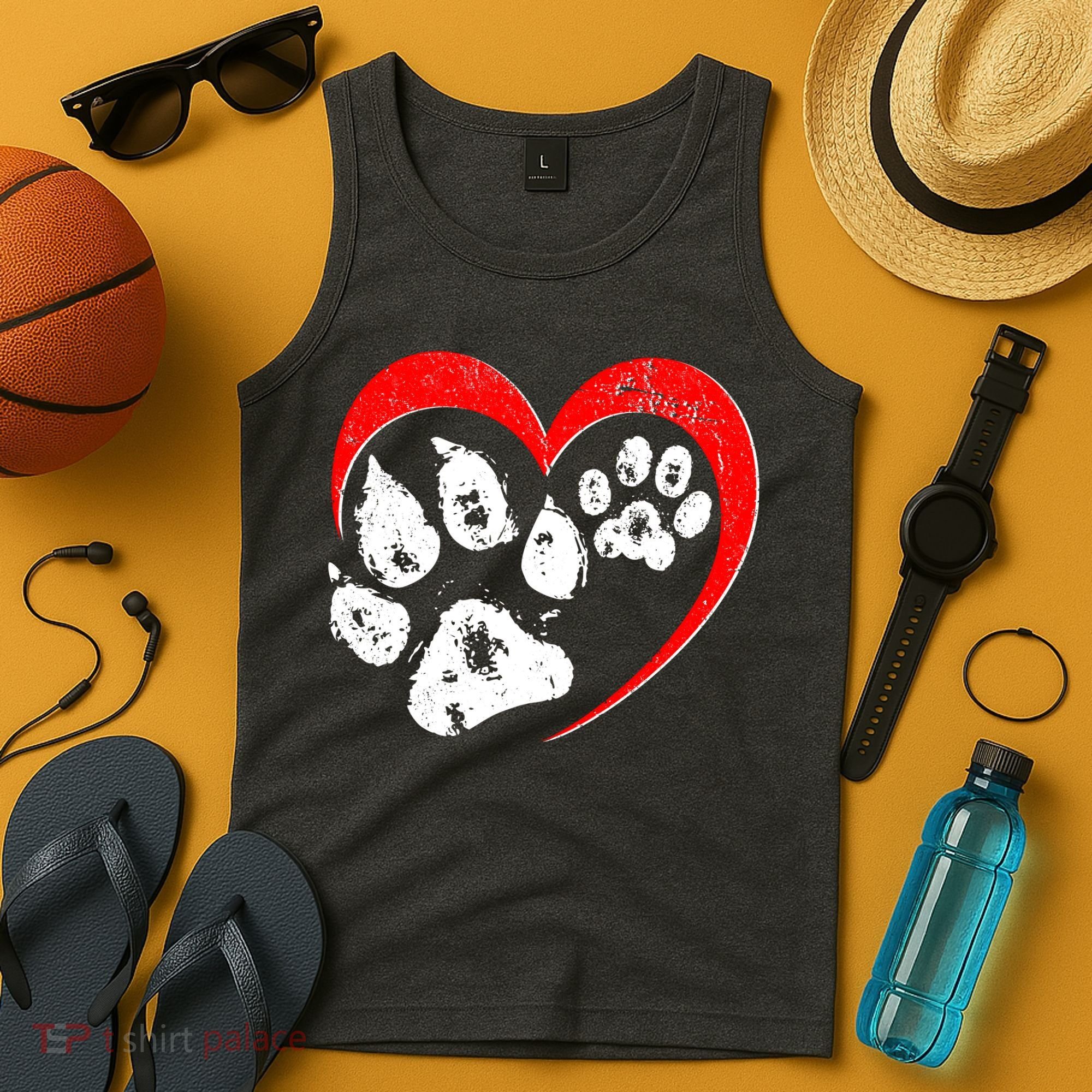 Cute Valentines Day Pet Lover Dog And Cat Paw Prints Tank Top