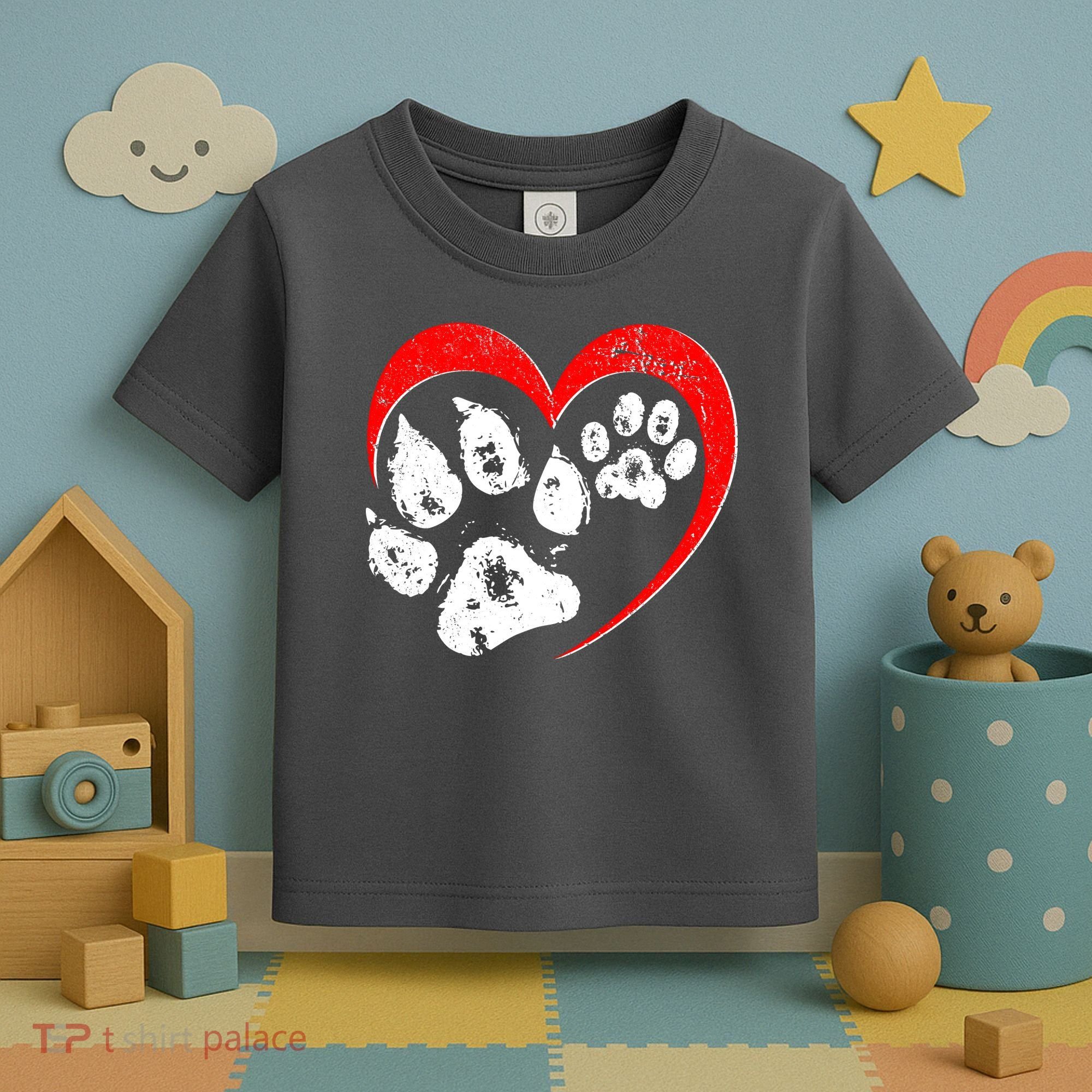 Cute Valentines Day Pet Lover Dog And Cat Paw Prints Toddler T-Shirt