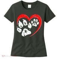 Cute Valentines Day Pet Lover Dog And Cat Paw Prints Women's T-Shirt thumb 0