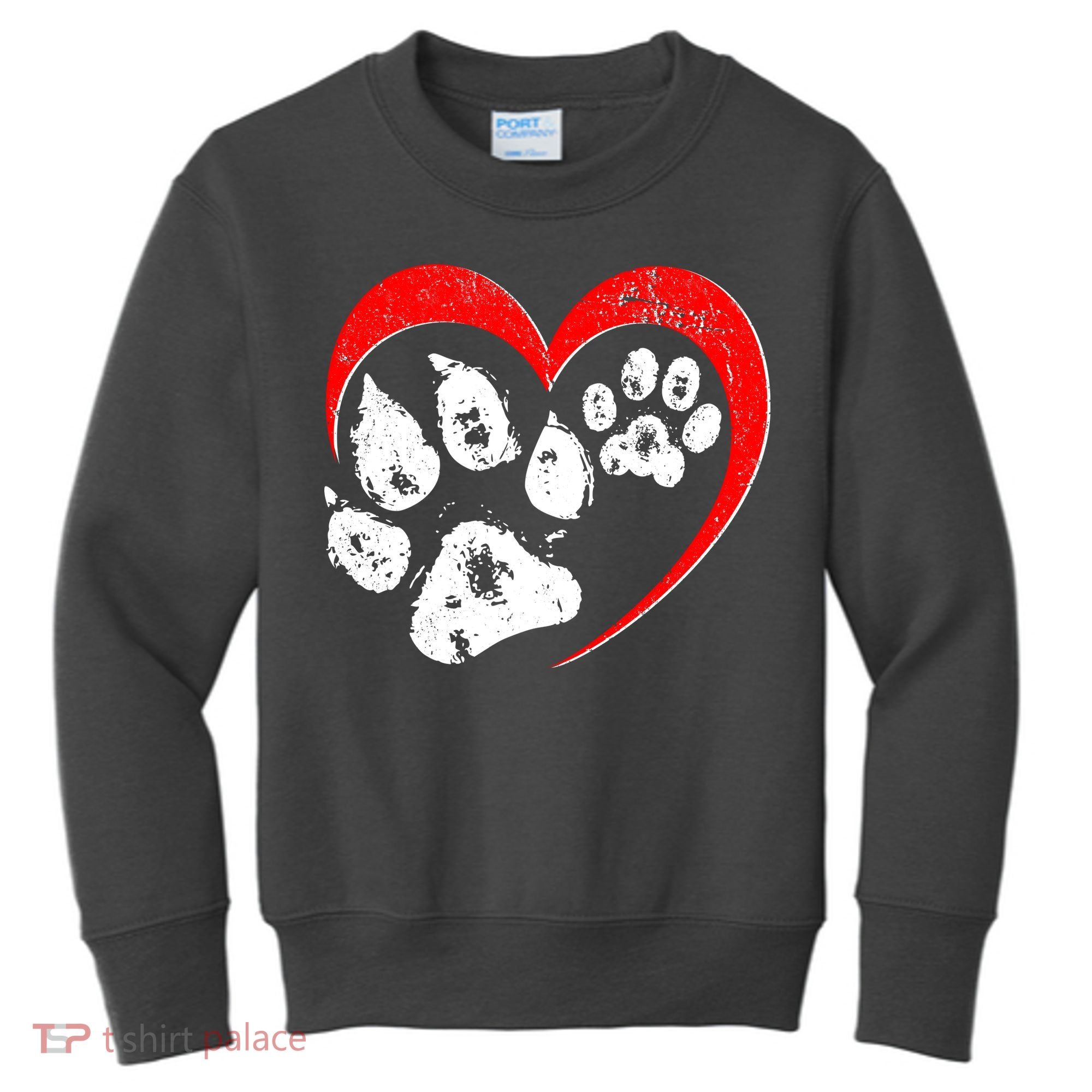 Cute Valentines Day Pet Lover Dog And Cat Paw Prints Kids Sweatshirt