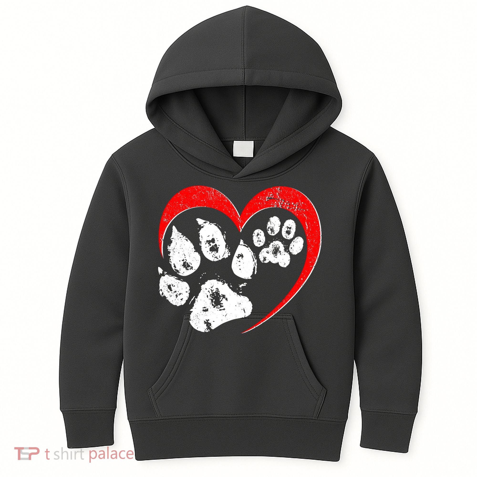 Cute Valentines Day Pet Lover Dog And Cat Paw Prints Kids Hoodie