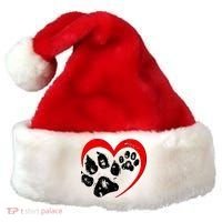 Cute Valentines Day Pet Lover Dog And Cat Paw Prints Santa Hat thumb 0