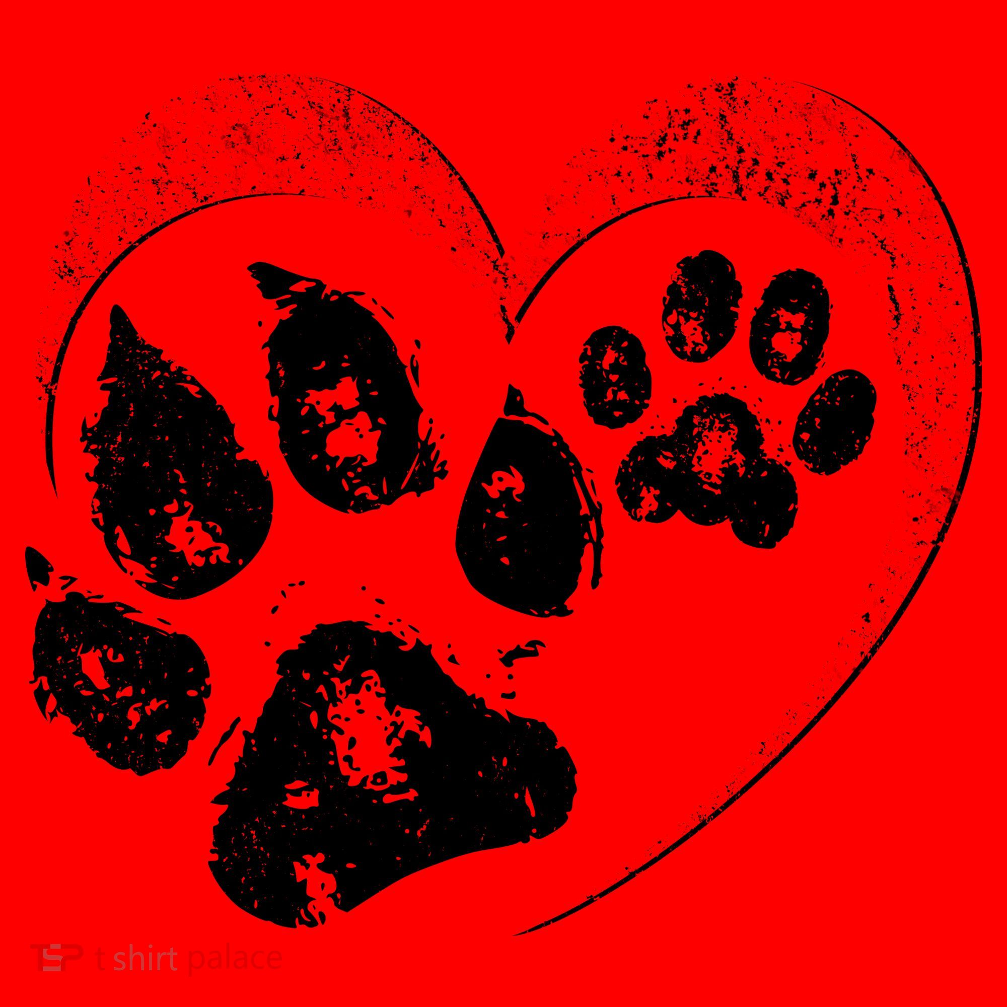 Cute Valentines Day Pet Lover Dog And Cat Paw Prints Santa Hat