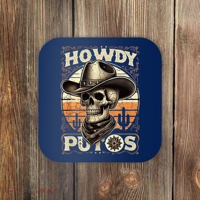 Clean Vintage Design With 'Howdy Putos' In Bold Ser Coaster