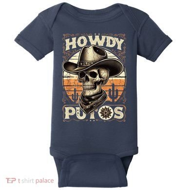 Clean Vintage Design With 'Howdy Putos' In Bold Ser Baby Bodysuit
