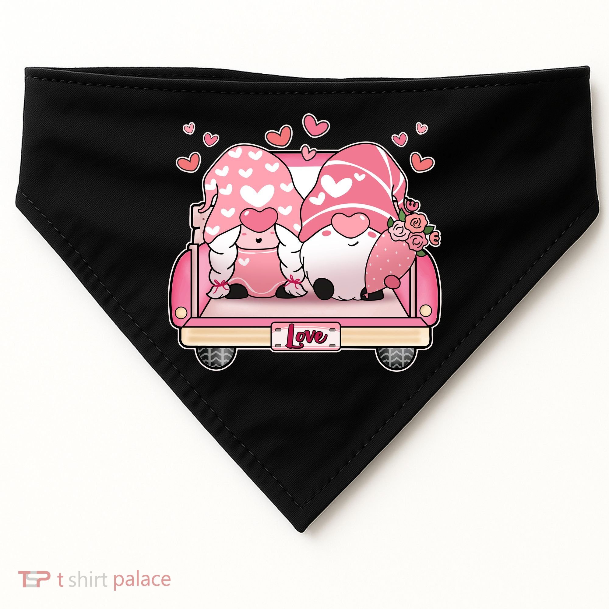 Cute Valentines Day Gnome Couple Love USA-Made Doggie Bandana