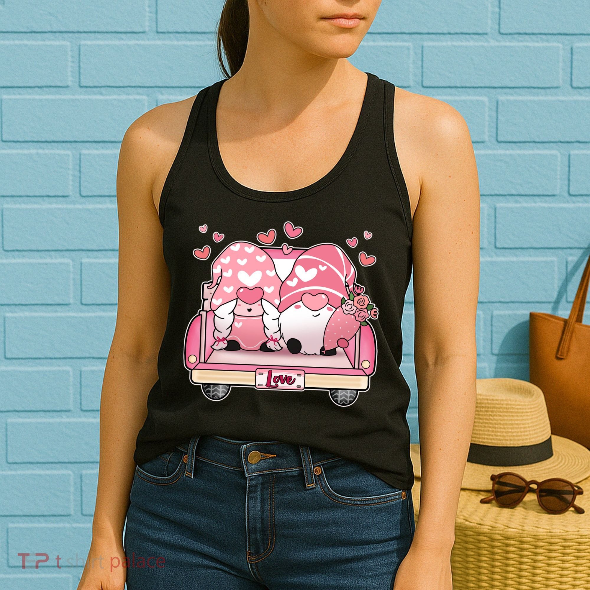 Cute Valentines Day Gnome Couple Love Women's Tank Top