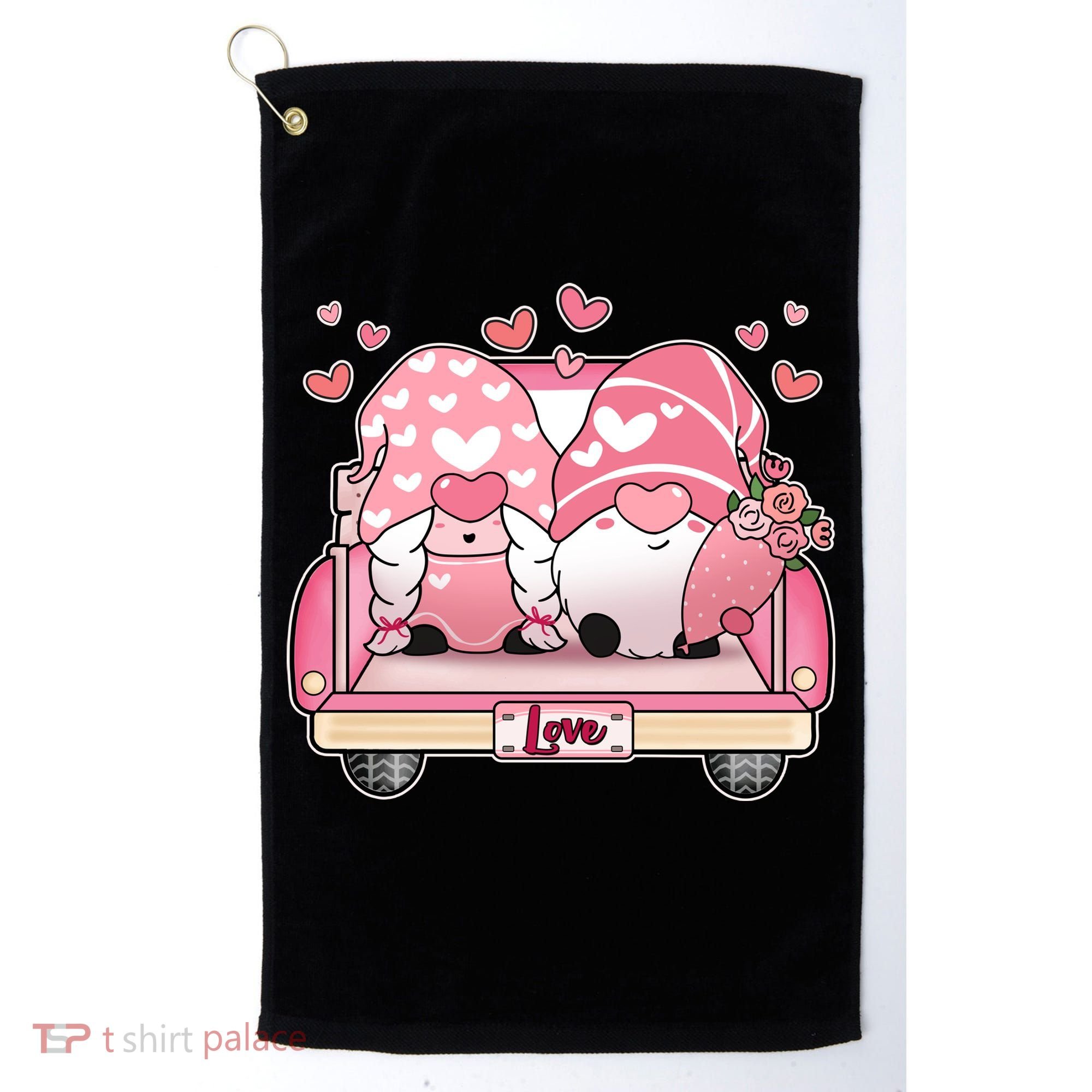 Cute Valentines Day Gnome Couple Love Golf Towel