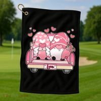 Cute Valentines Day Gnome Couple Love Golf Towel thumb 1