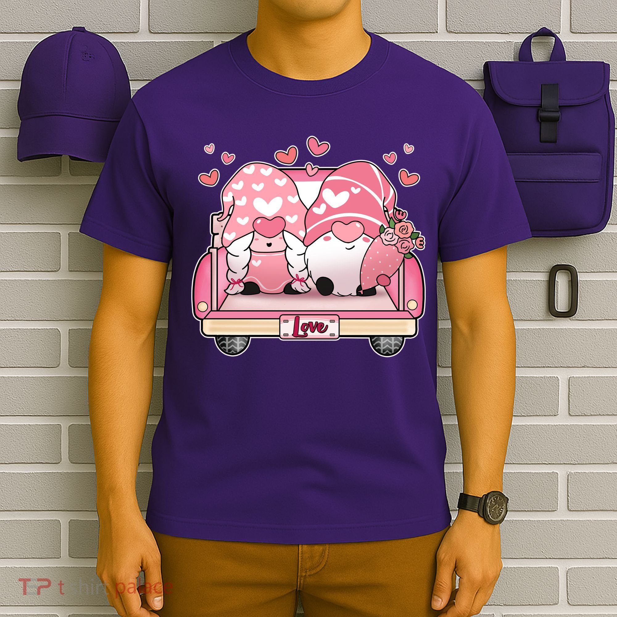 Cute Valentines Day Gnome Couple Love T-Shirt