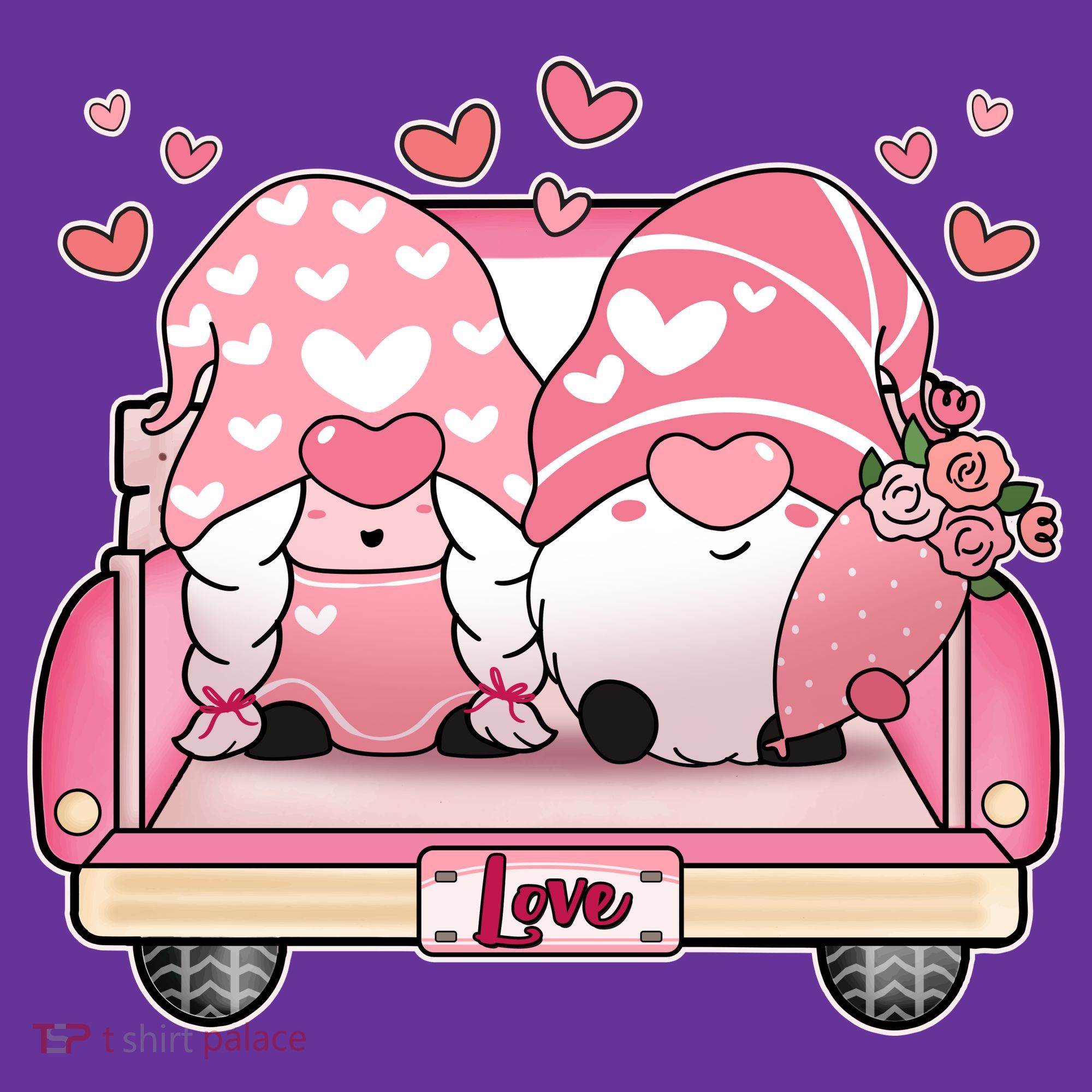 Cute Valentines Day Gnome Couple Love T-Shirt
