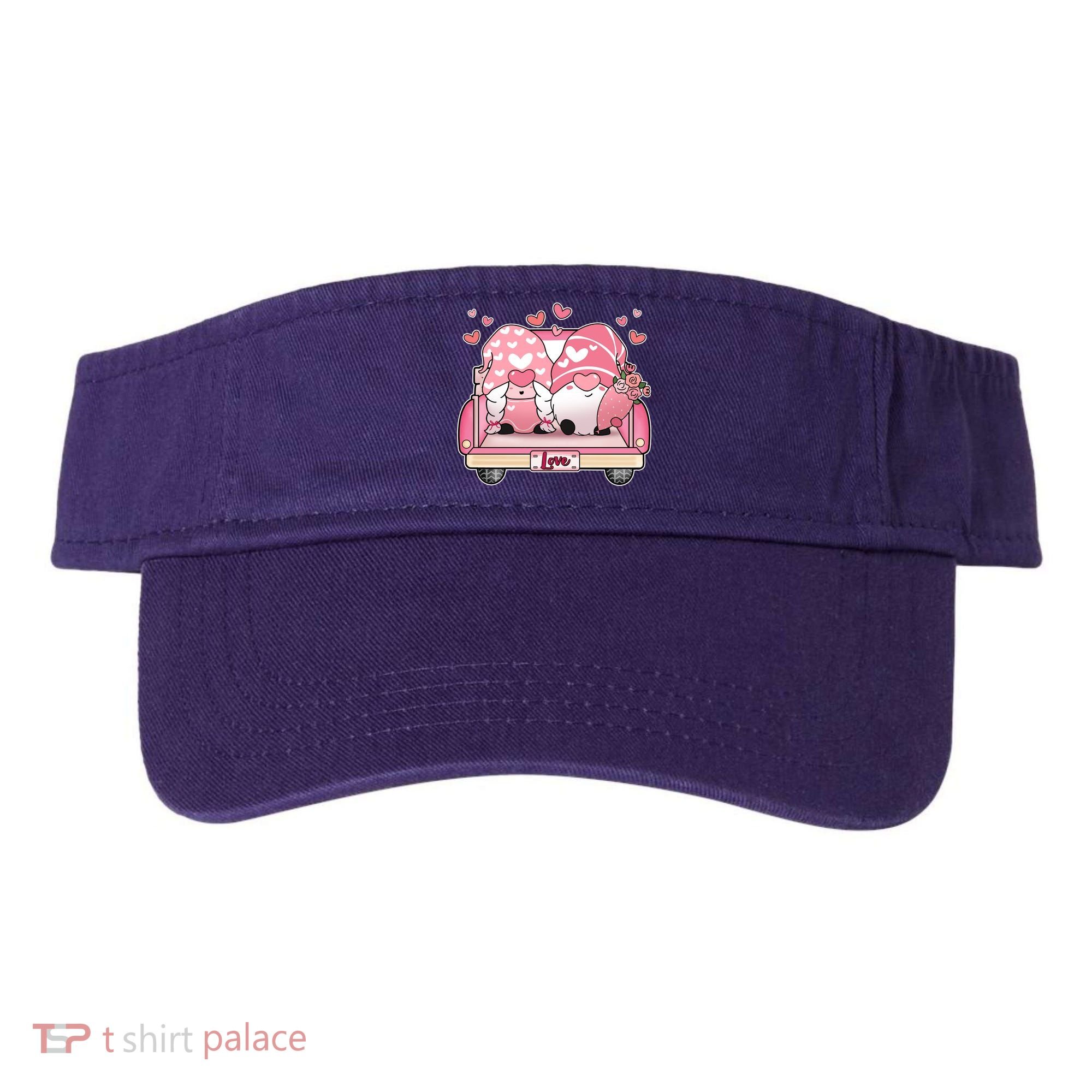 Cute Valentines Day Gnome Couple Love Visor
