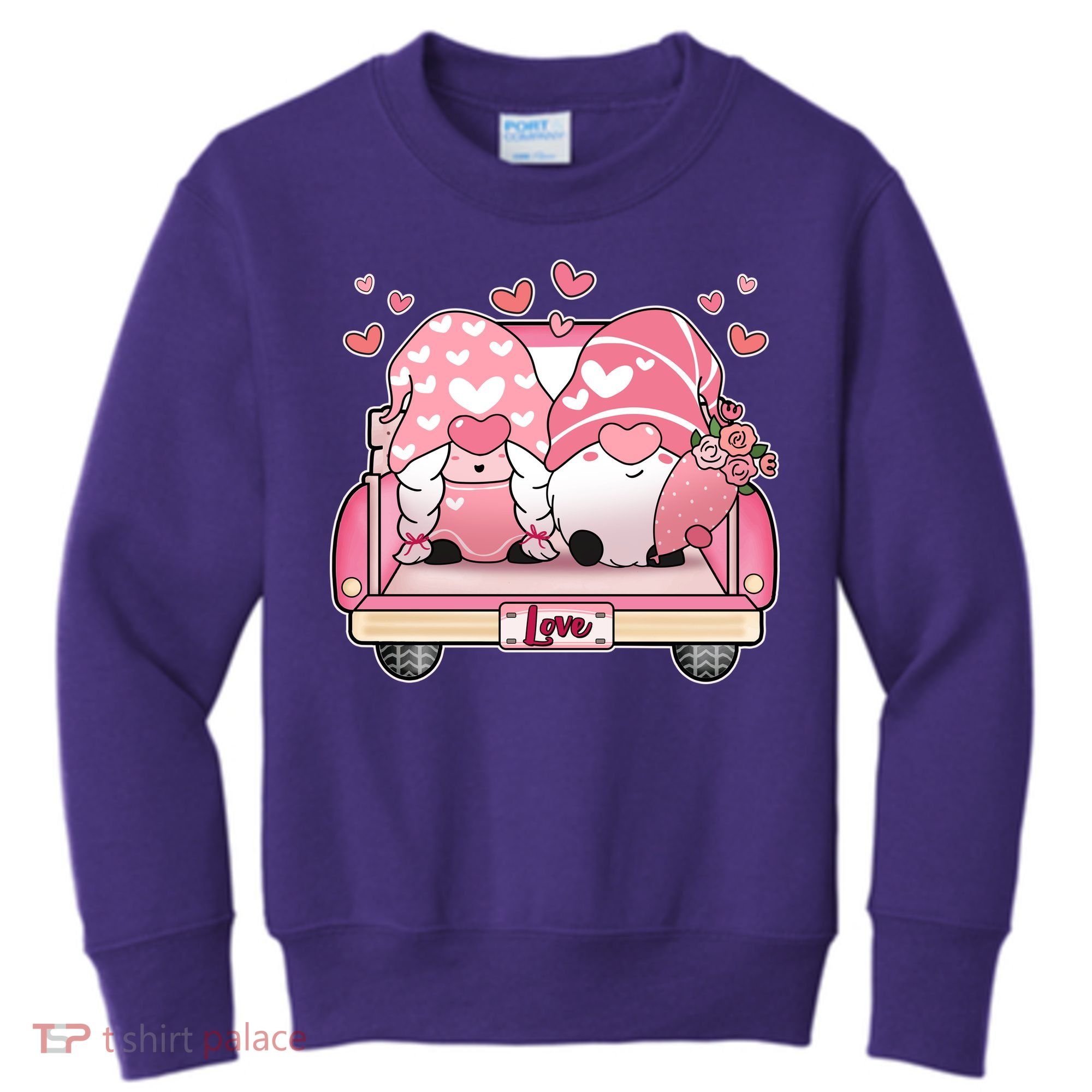 Cute Valentines Day Gnome Couple Love Kids Sweatshirt