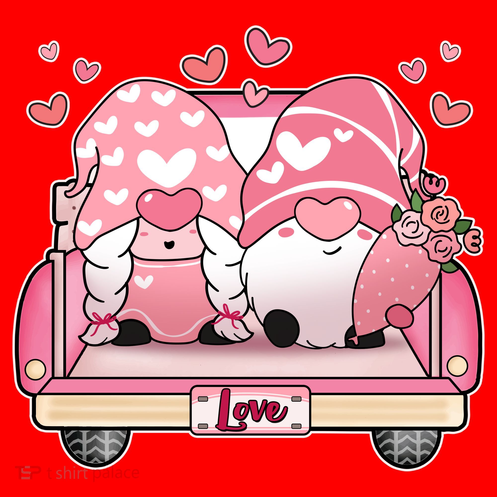 Cute Valentines Day Gnome Couple Love Santa Hat