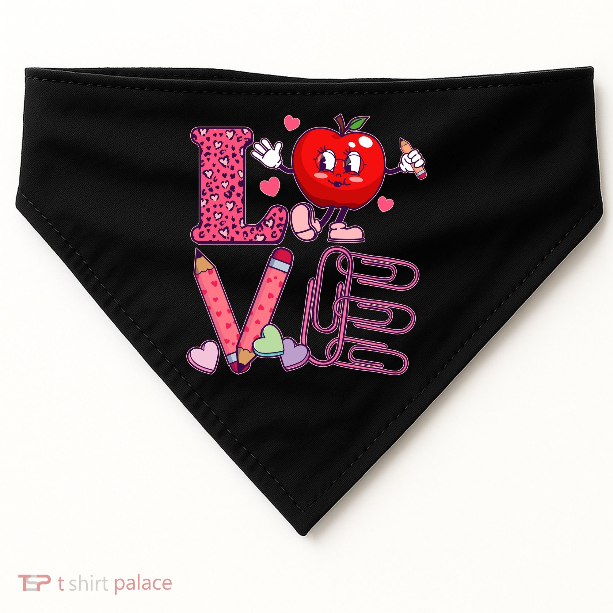 Cute Valentines Day Teacher Love USA-Made Doggie Bandana