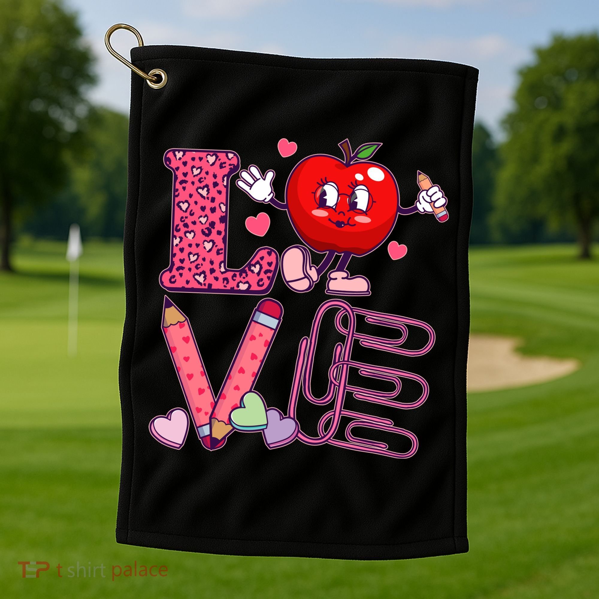 Cute Valentines Day Teacher Love Golf Towel