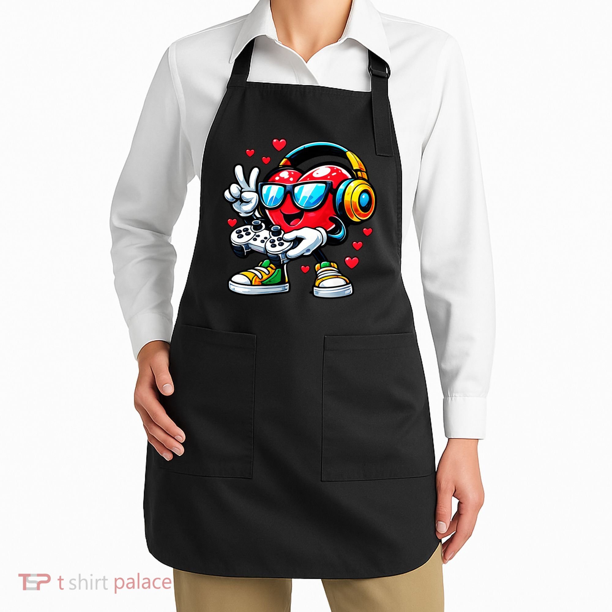 Cool Valentine's Day Gamer Heart Love Gaming Apron
