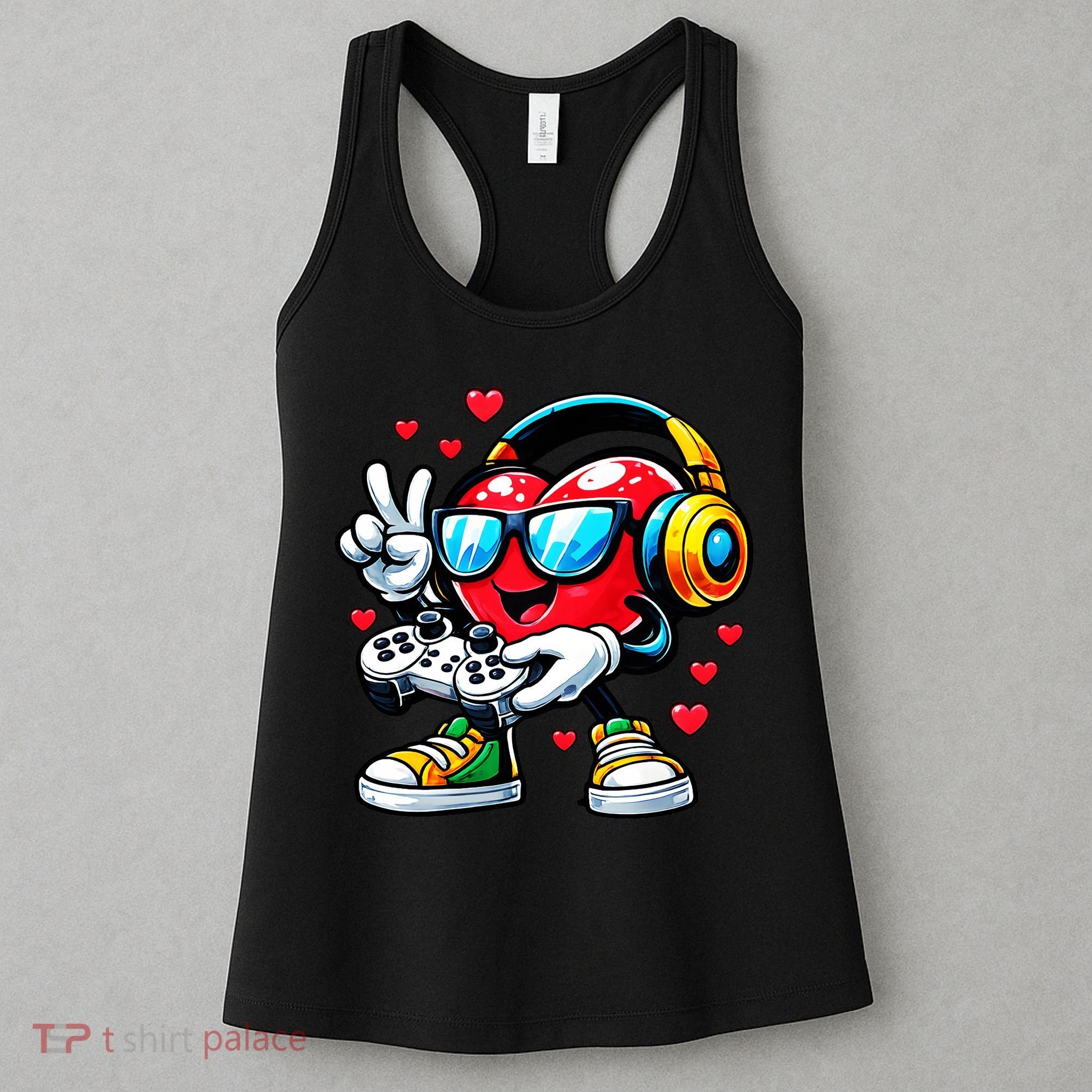 Cool Valentine's Day Gamer Heart Love Gaming Women's Tank Top