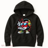 Cool Valentine's Day Gamer Heart Love Gaming Kids Hoodie thumb 0