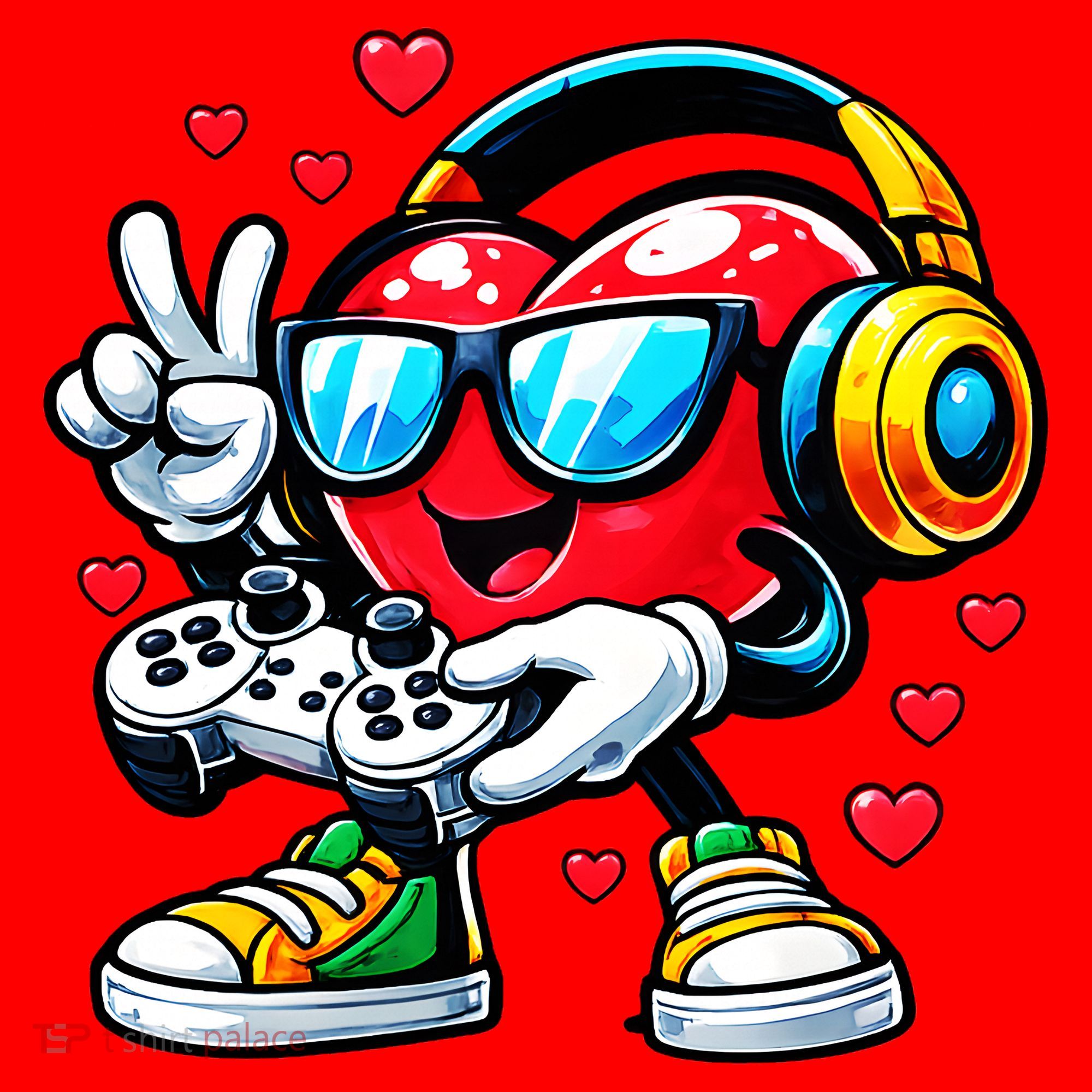 Cool Valentine's Day Gamer Heart Love Gaming Santa Hat
