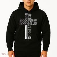 Christian Veteran Distressed American Flag Religious Hoodie thumb 2
