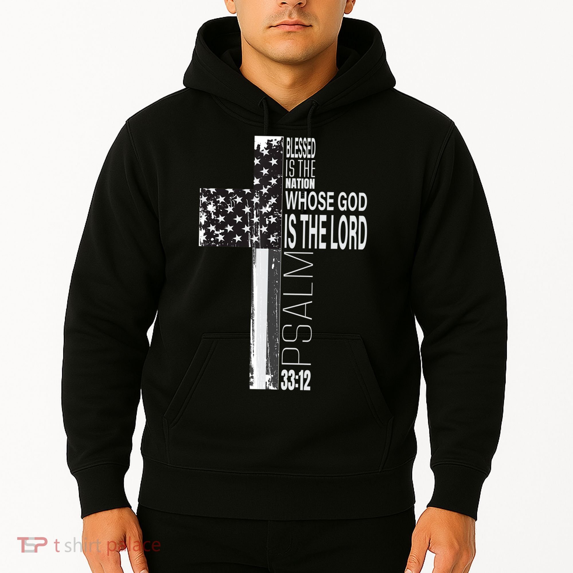 Christian Veteran Distressed American Flag Religious Hoodie