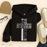 Christian Veteran Distressed American Flag Religious Hoodie thumb 4