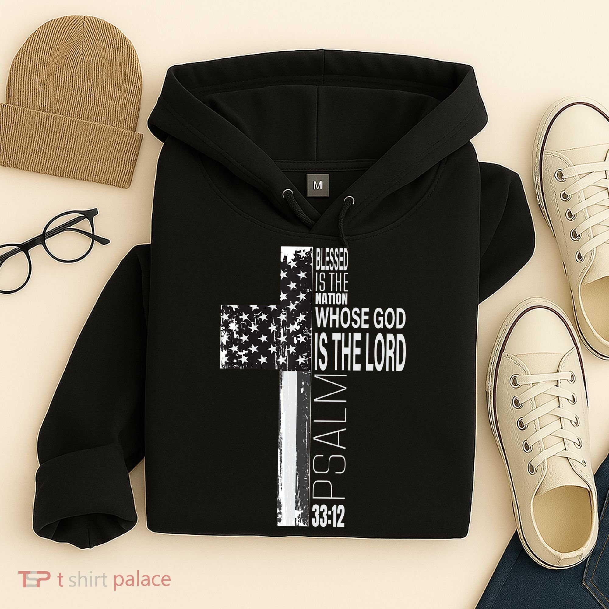 Christian Veteran Distressed American Flag Religious Hoodie