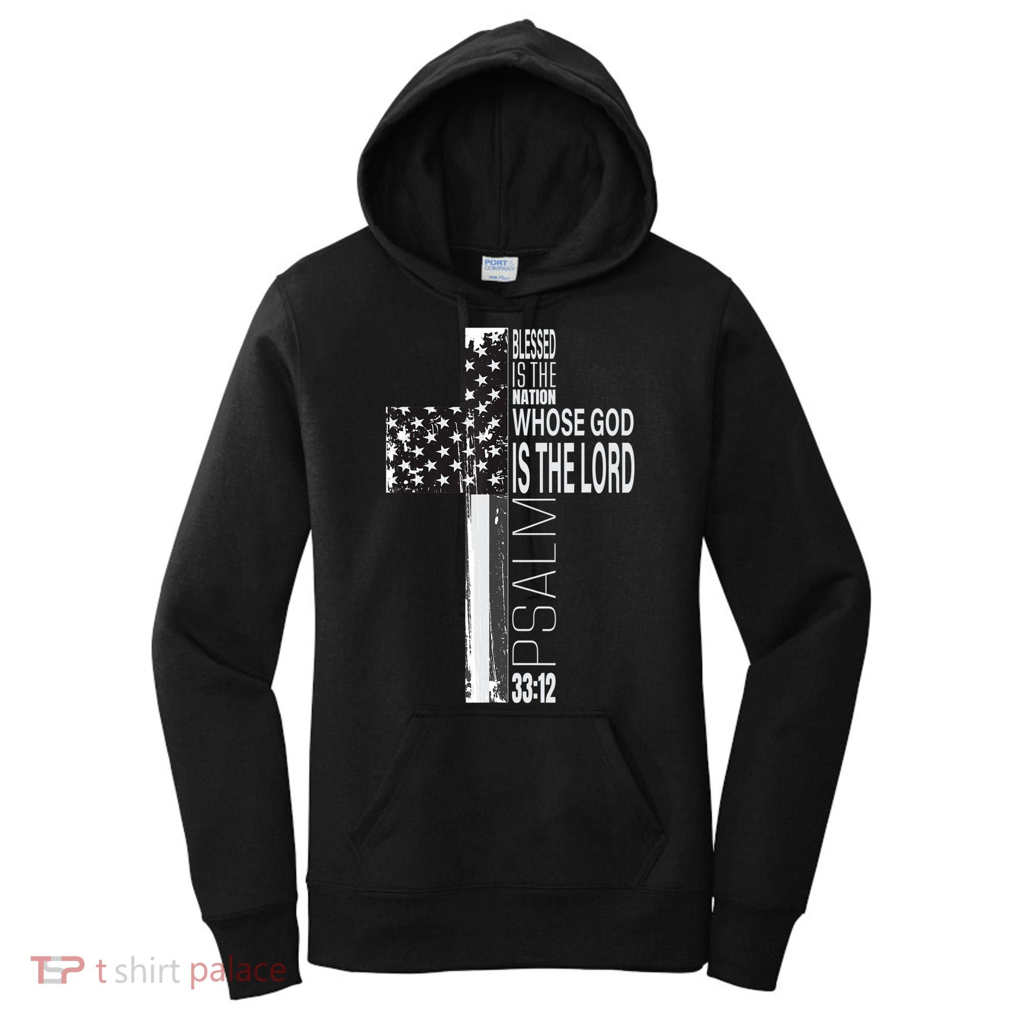 Christian Veteran Distressed American Flag Religious Women's Hoodie