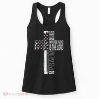 Christian Veteran Distressed American Flag Religious Women's Tank Top thumb 0