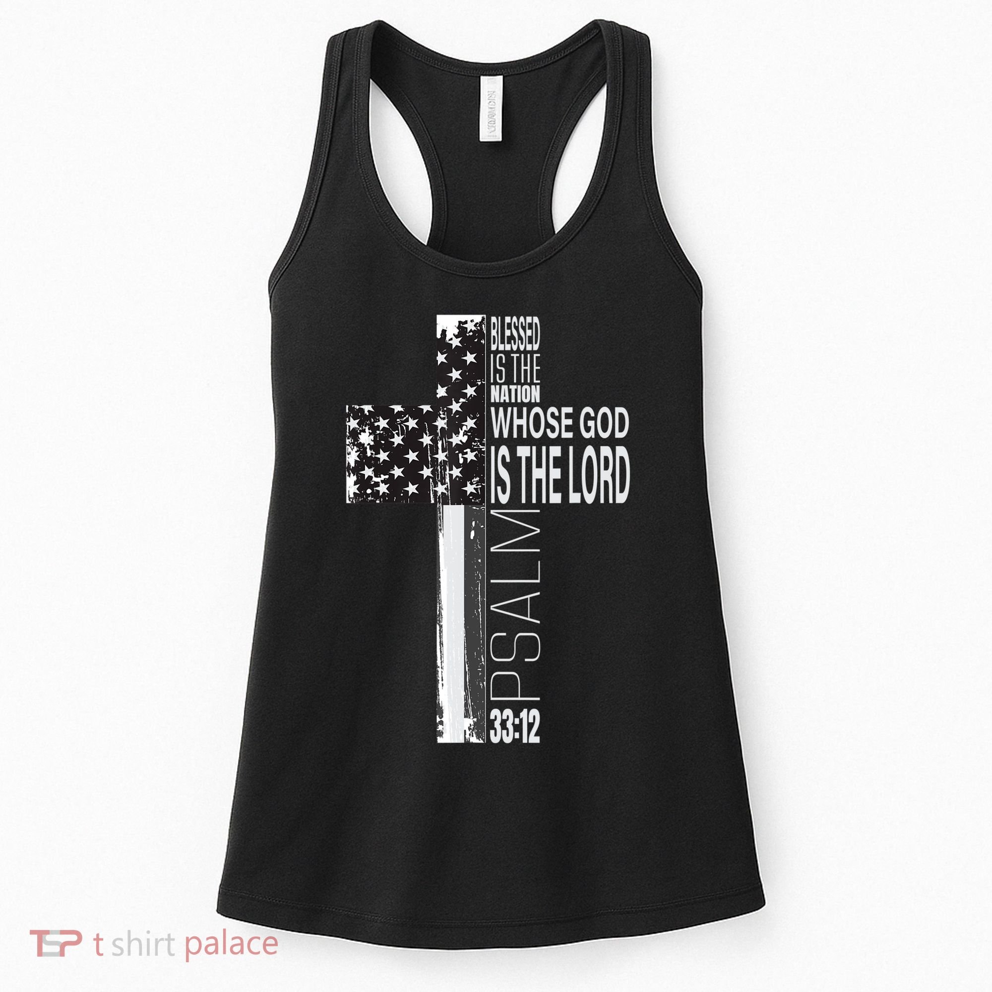 Christian Veteran Distressed American Flag Religious Women's Tank Top