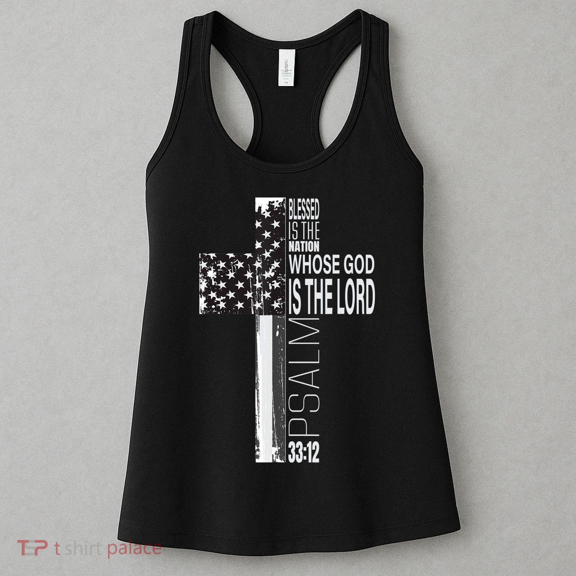 Christian Veteran Distressed American Flag Religious Women's Tank Top
