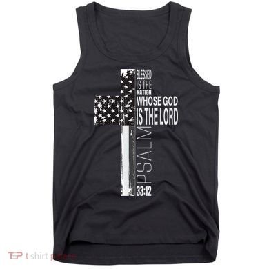 Christian Veteran Distressed American Flag Religious Tank Top
