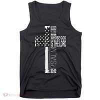 Christian Veteran Distressed American Flag Religious Tank Top thumb 0