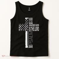 Christian Veteran Distressed American Flag Religious Tank Top thumb 2