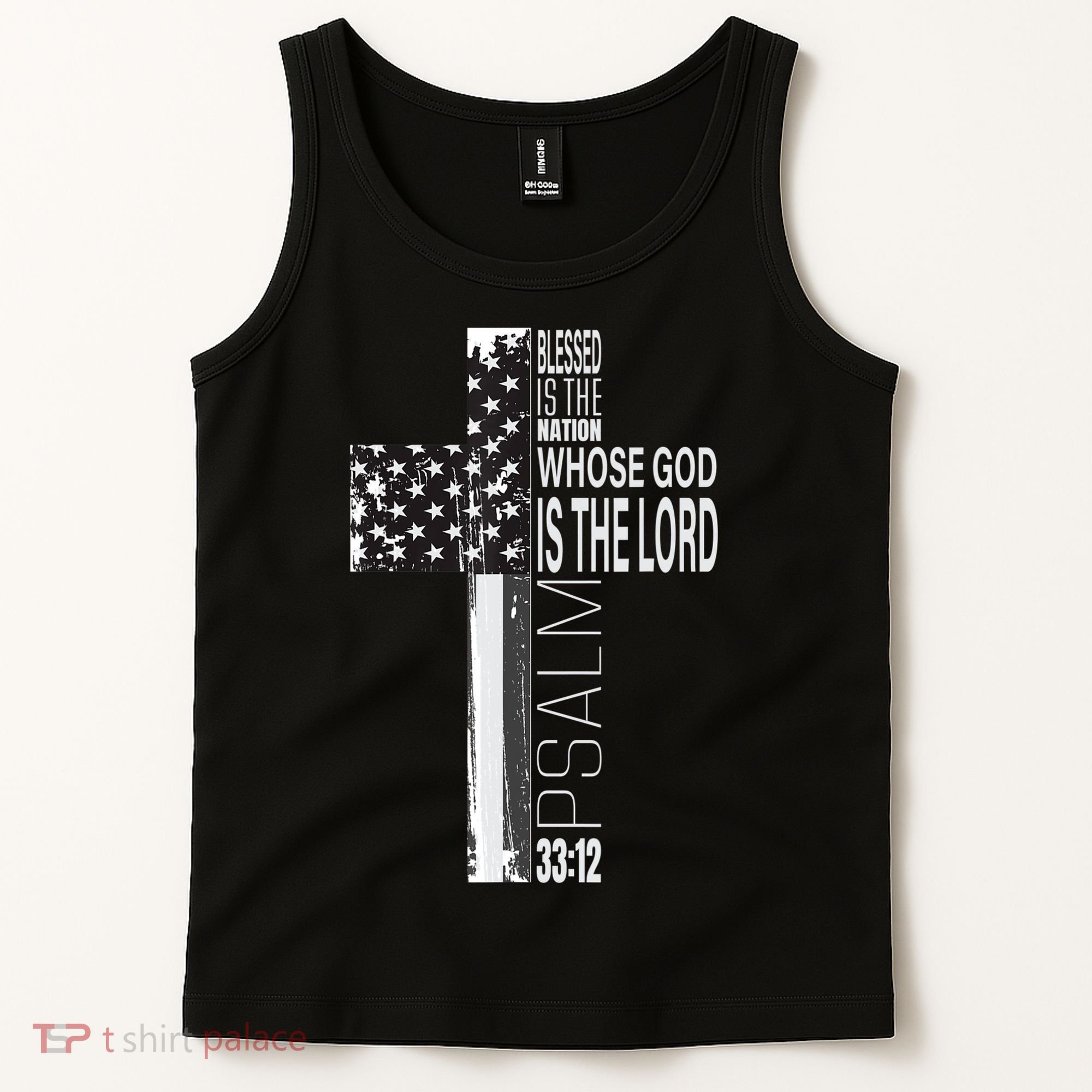 Christian Veteran Distressed American Flag Religious Tank Top