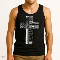 Christian Veteran Distressed American Flag Religious Tank Top thumb 3
