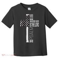 Christian Veteran Distressed American Flag Religious Toddler T-Shirt thumb 0