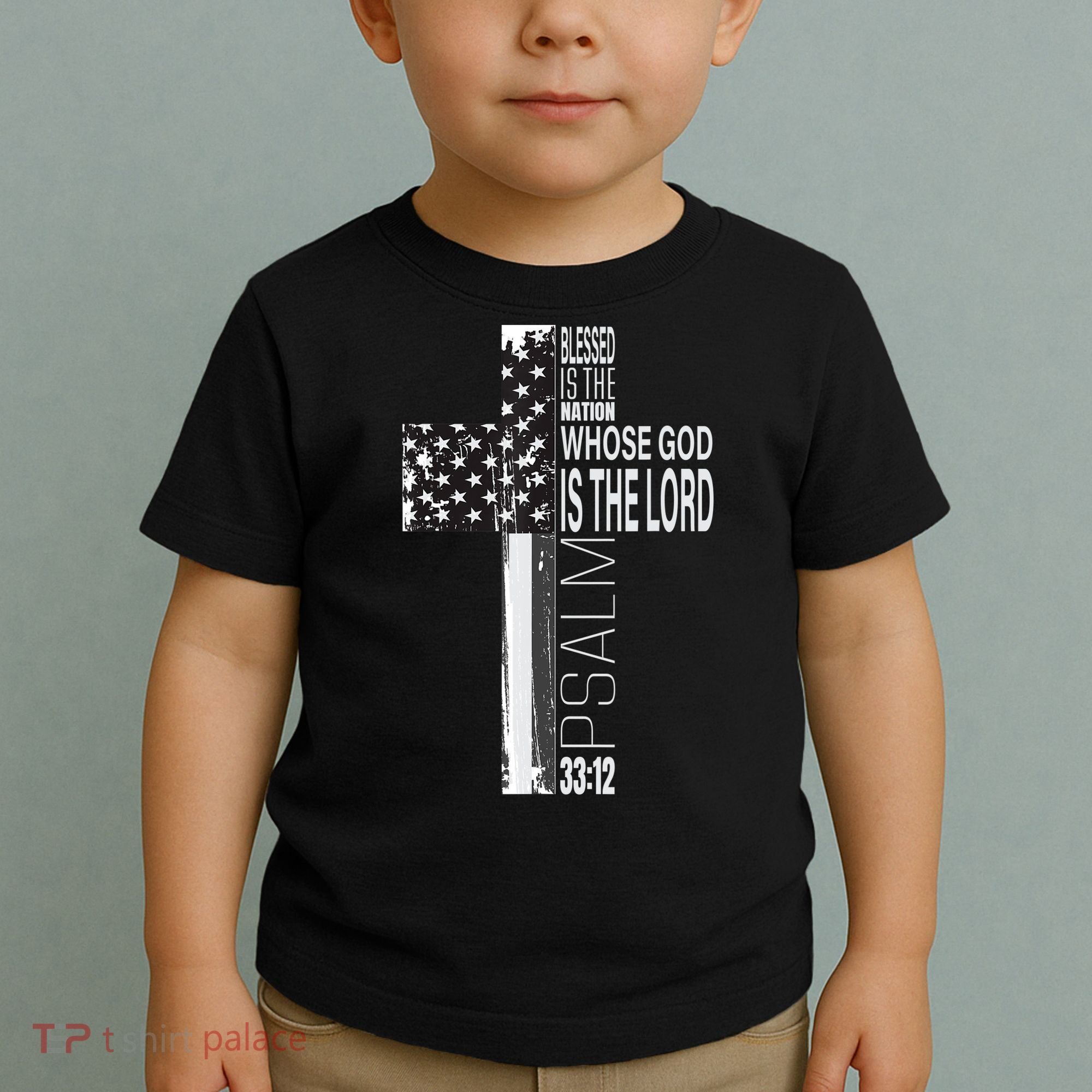 Christian Veteran Distressed American Flag Religious Toddler T-Shirt