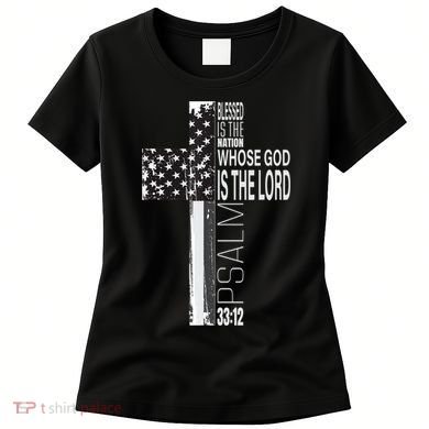 Christian Veteran Distressed American Flag Religious Women's T-Shirt