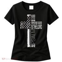 Christian Veteran Distressed American Flag Religious Women's T-Shirt thumb 0