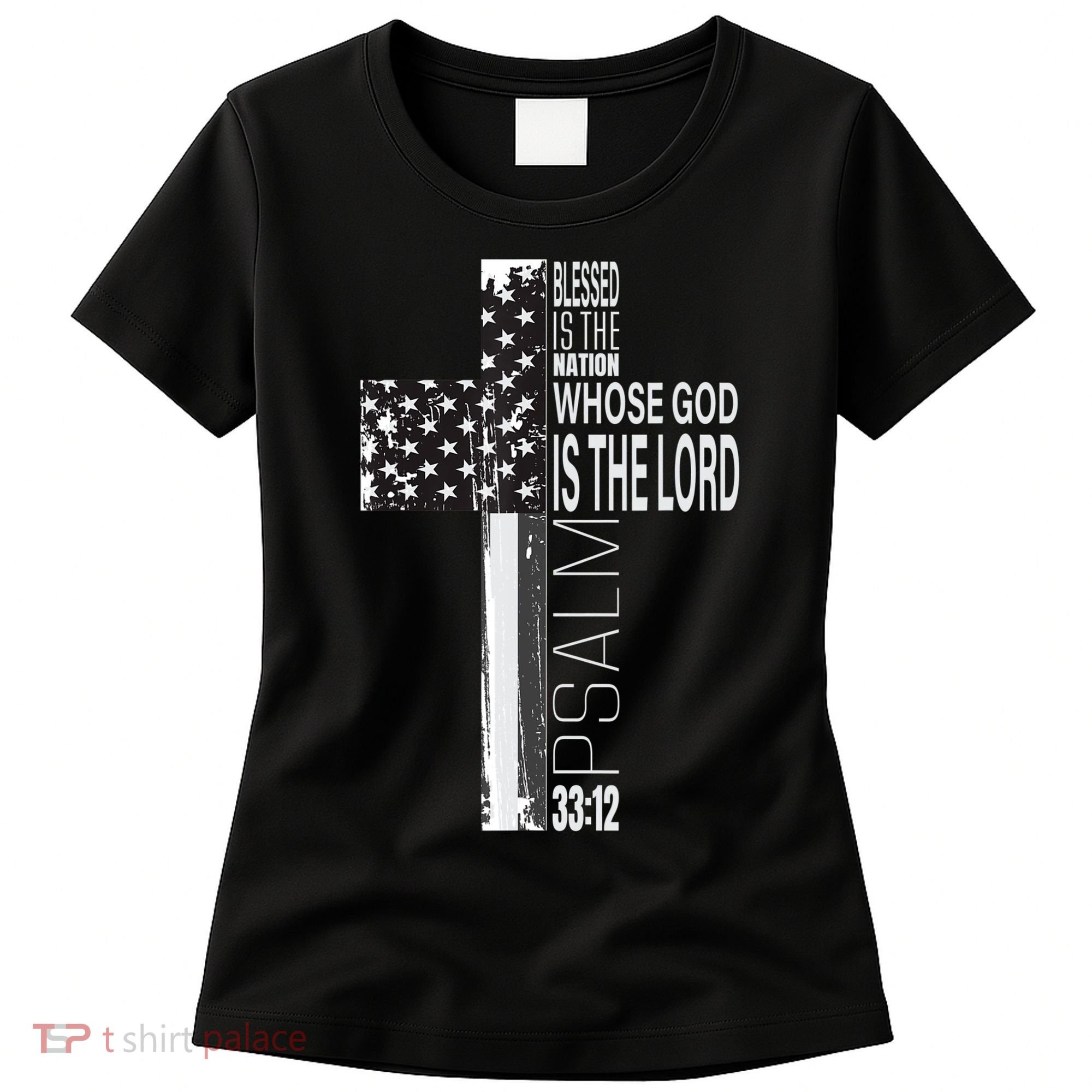Christian Veteran Distressed American Flag Religious Women's T-Shirt