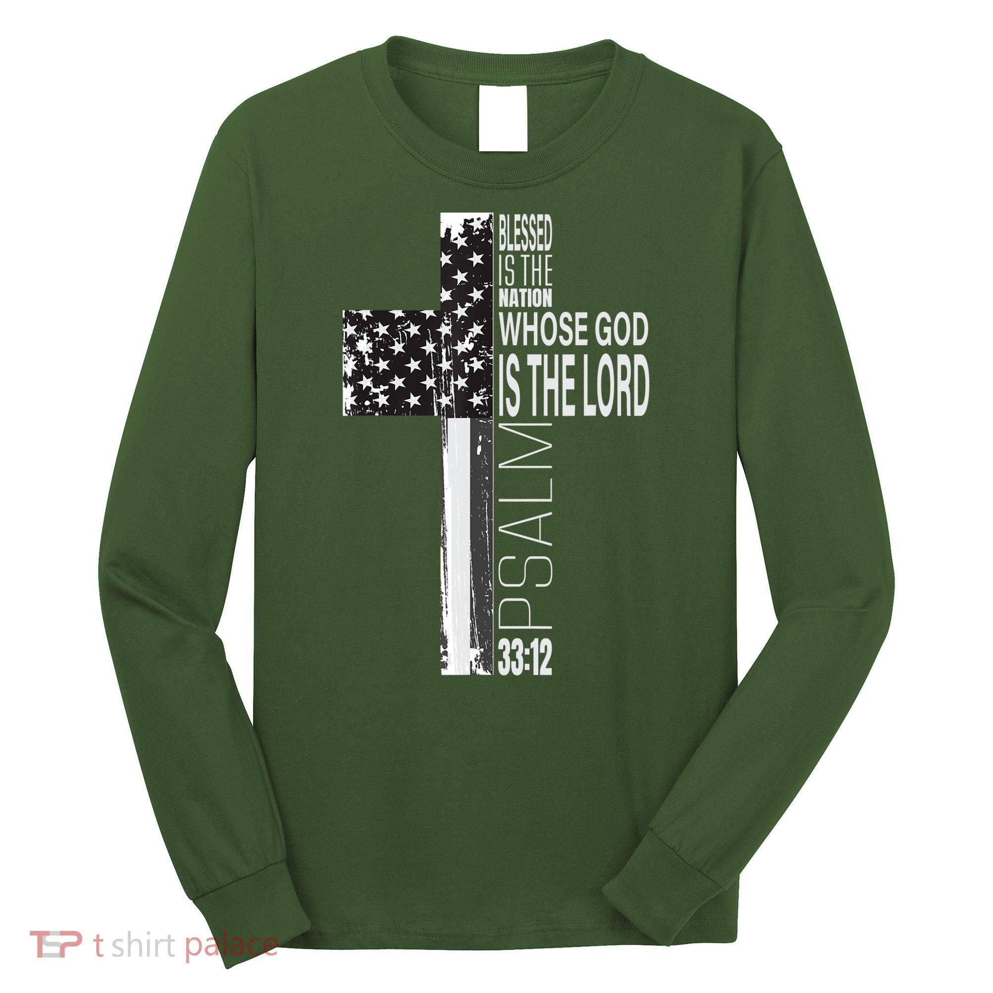 Christian Veteran Distressed American Flag Religious Long Sleeve Shirt