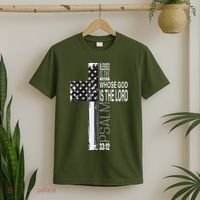 Christian Veteran Distressed American Flag Religious T-Shirt thumb 2