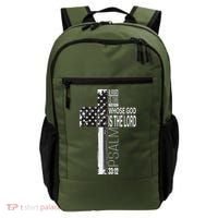 Christian Veteran Distressed American Flag Religious Backpack thumb 0