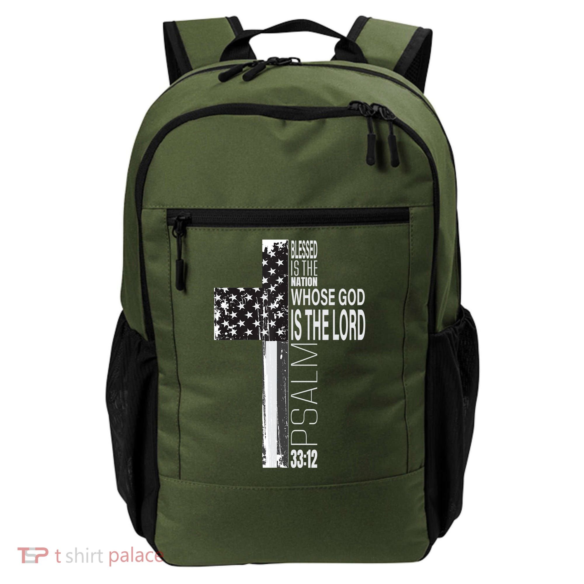 Christian Veteran Distressed American Flag Religious Backpack